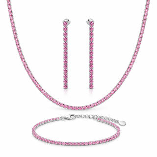 PINK ROYALE COLLECTION – Luxusní stříbrná šperková souprava s růžovými kamínky Ag 925