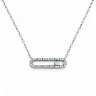 LUMINA MOTION – Luxusní stříbrný náhrdelník Ag 925 s moissanitem 0,006 ct