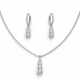 LUMIÈRE DROP – Luxusní stříbrná souprava Ag 925 s moissanity 0,6 ct