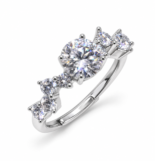 AURELIA 2CT – Luxusní stříbrný prsten s moissanitem a nastavitelnou velikostí | ANU JEWELRY